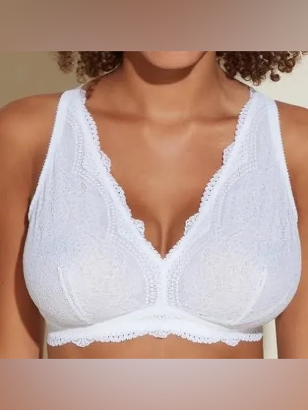 Cosabella Forte Curvy Longline White Lace Plunge Bralette